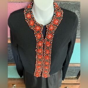 Lucky Brand Beaded Wool blend lined sweater jacket